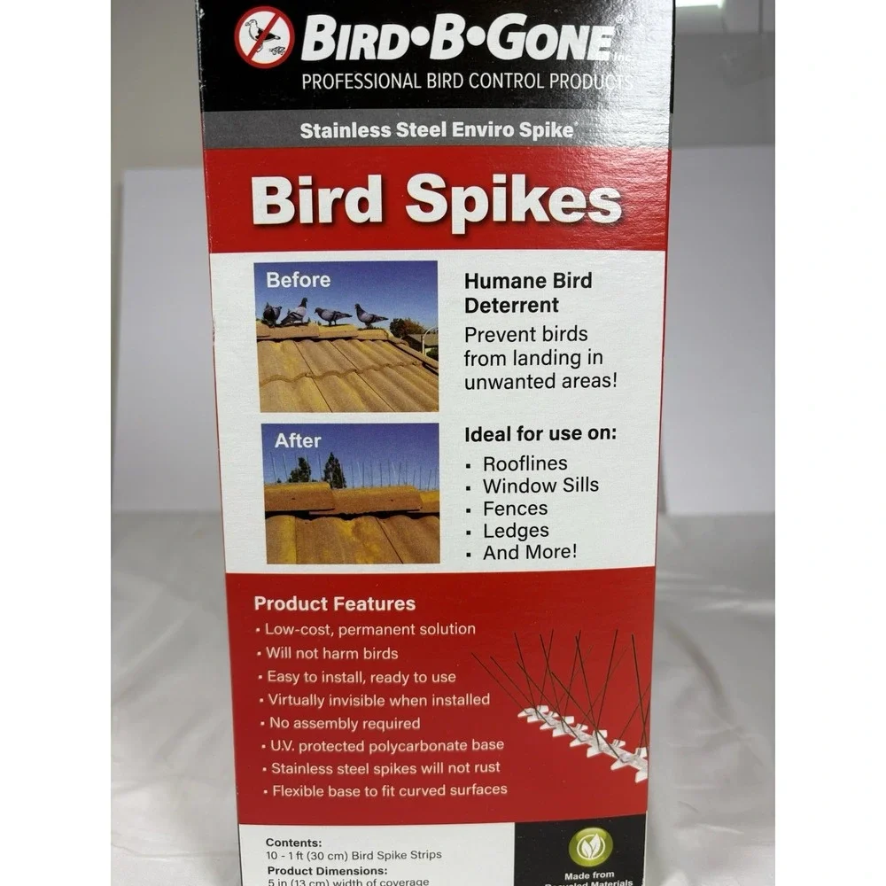 Bird-B-Gone Stainless Steel Enviro Bird Spikes 10ft Kit 5